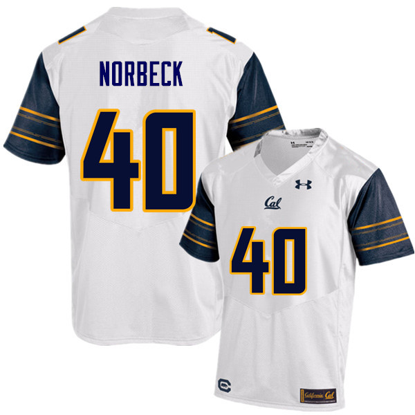 Men #40 Justin Norbeck Cal Bears (California Golden Bears College) Football Jerseys Sale-White - Click Image to Close